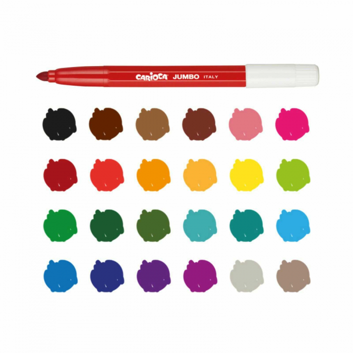 Carioci Groase Copii, CARIOCA Jumbo, 24 buc/set, lavabile, culori diferite [2]