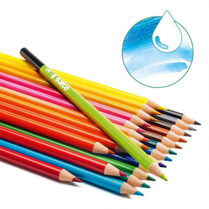 Set 24 creioane colorate tip acuarela, Djeco, varsta 6 - 9, 9+ ani, Baiat, Fata [2]