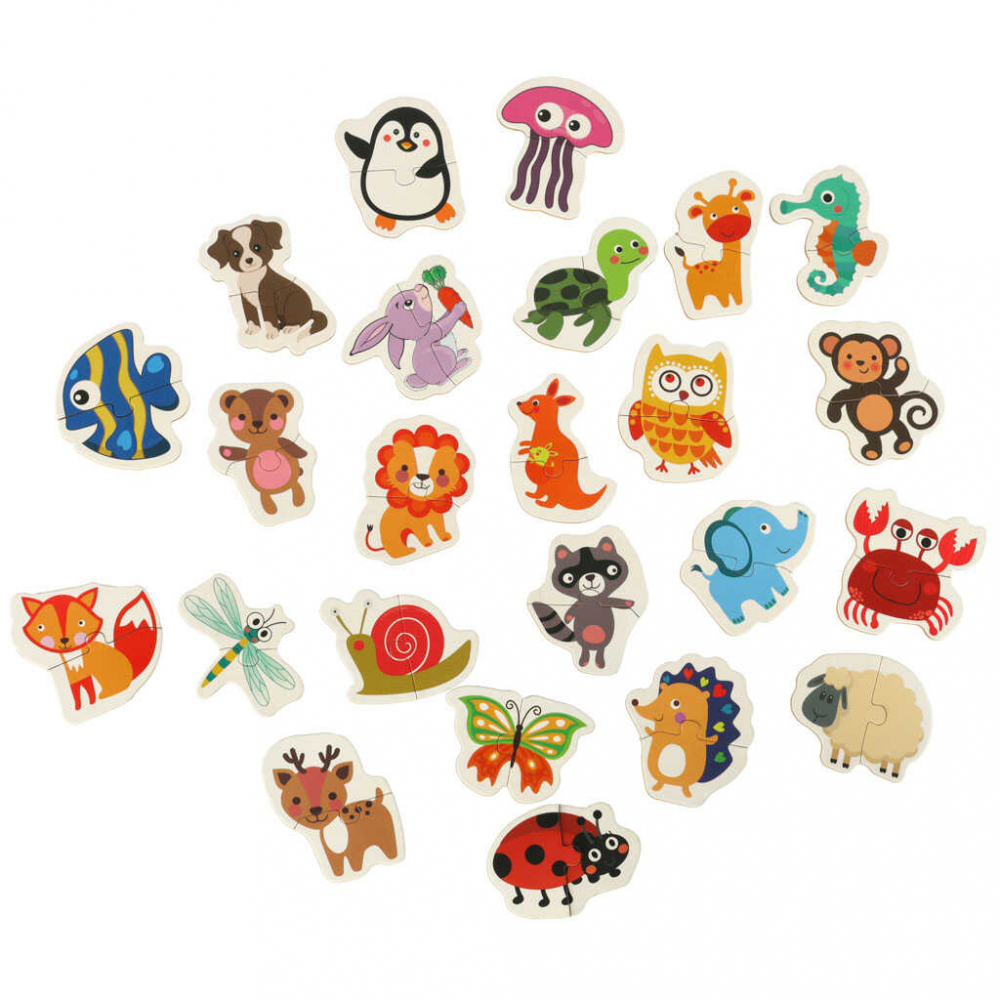 Puzzle educativ cu animale si insecte, 24 piese, cutie metalica, 3 ani+ [2]