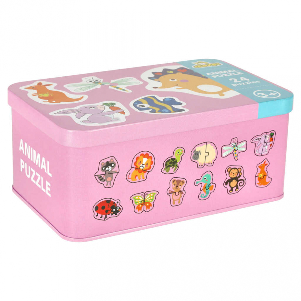 Puzzle educativ cu animale si insecte, 24 piese, cutie metalica, 3 ani+ [4]