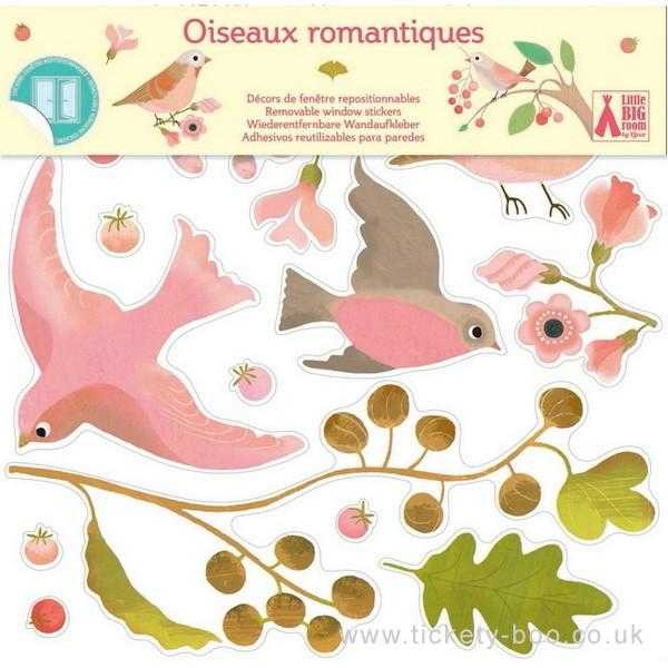 Set 25 Abtibilduri pentru fereastra, detasabile, pasari romantice, Djeco [4]