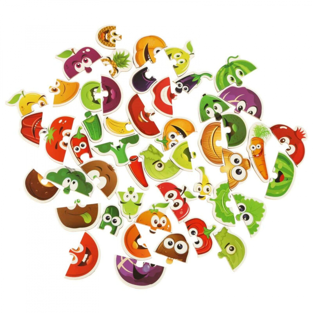 Set puzzle educativ cu fructe si legume, 25 perechi, cutie metalica, 3 ani+ [2]