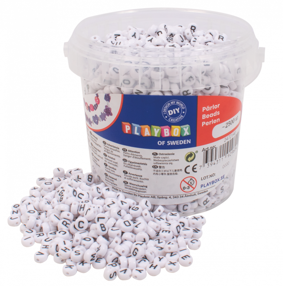 Set 2500 de margele rotunde plate de insirat cu litere, diametru 7.5 mm [1]