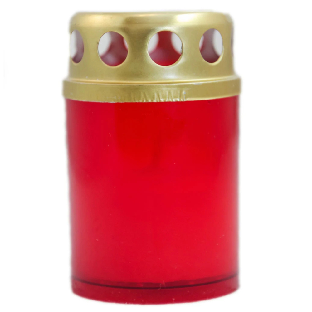 Set 3 bucati Candela din plastic cu capac, timp de ardere 15 ore, 7 x 5 cm, Rosu [2]