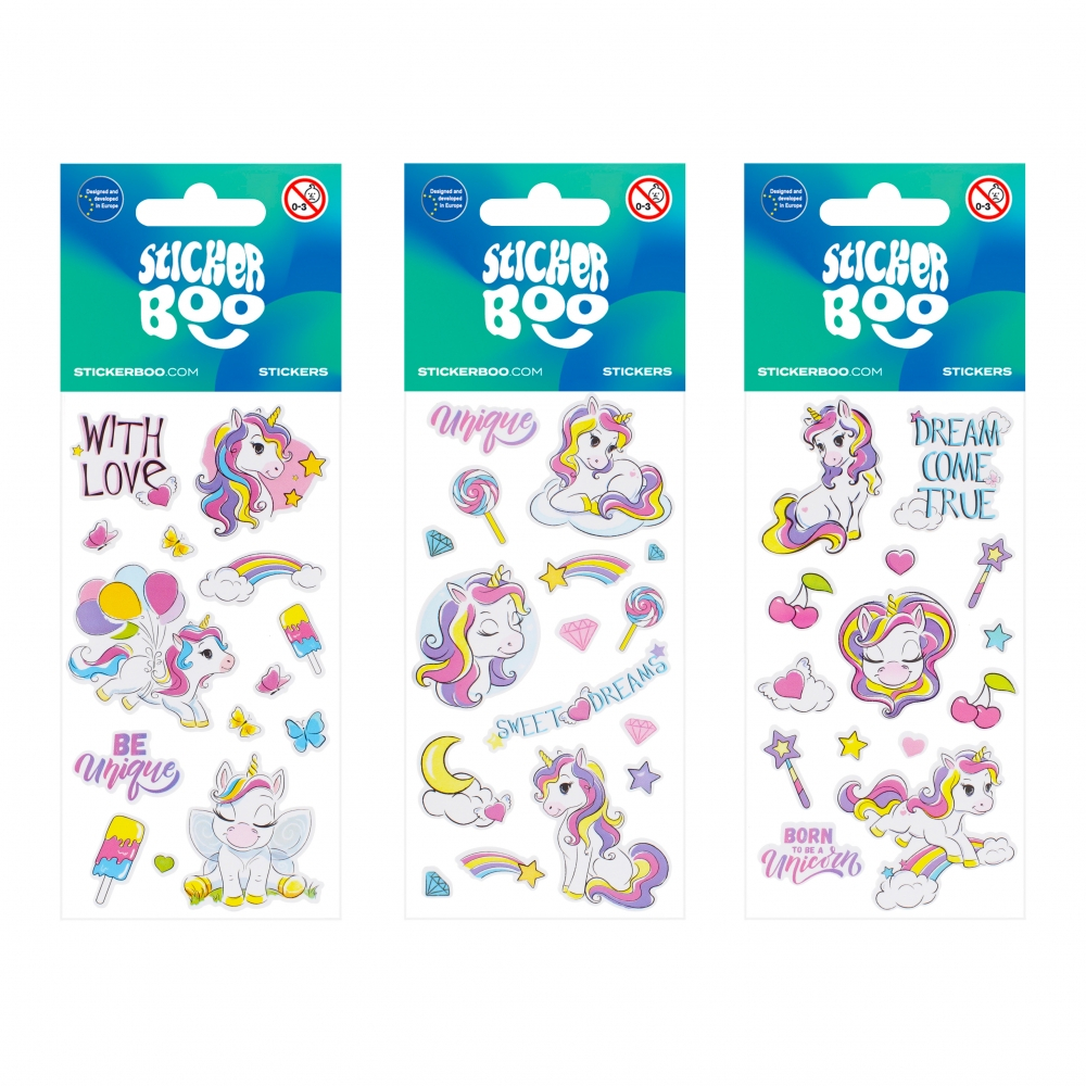 Stickere cu unicorni, 3 folii,  ideale pentru decorarea rucsacurilor, caietelor, desenelor [1]