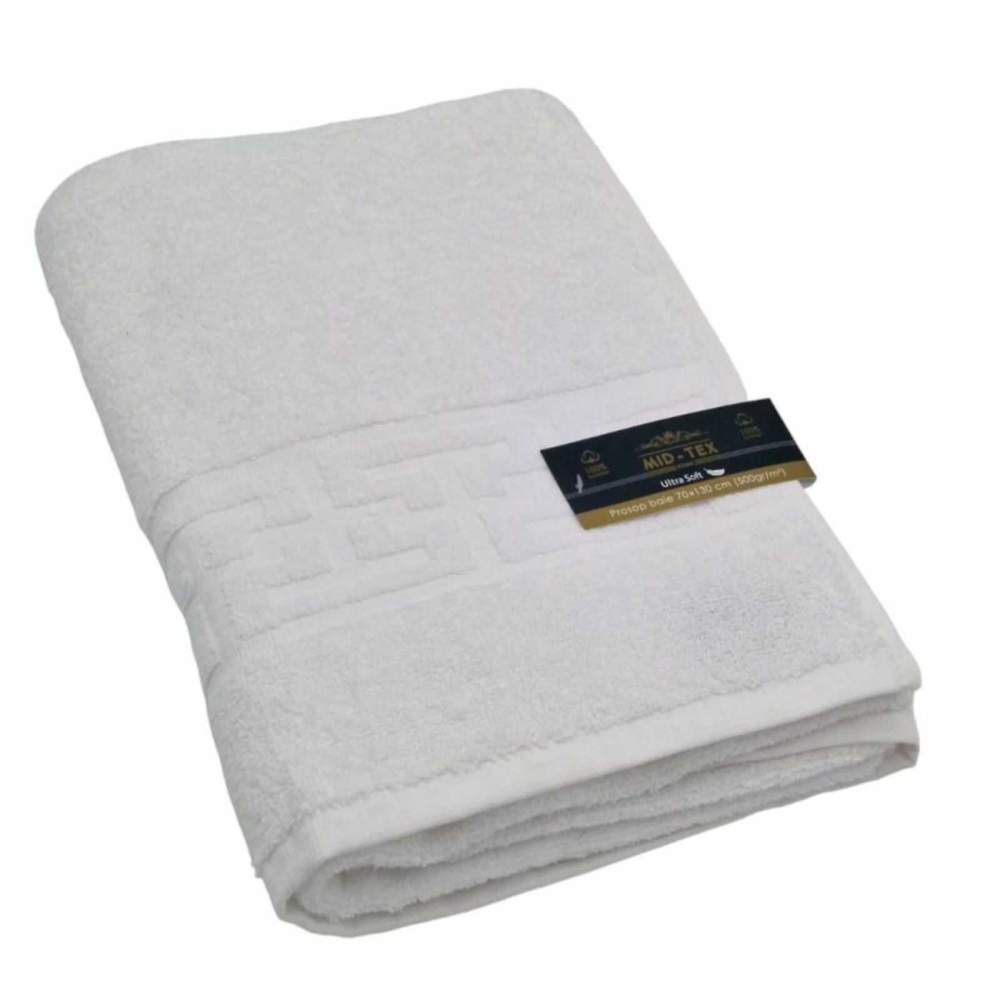 Set 3 Prosoape Baie 70x130 cm 100% Bumbac Pakistan 500 g/m² Alb OEKO TEX [5]