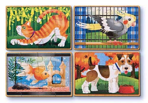 Set 4 puzzle lemn in cutie Animale de companie Melissa and Doug [1]