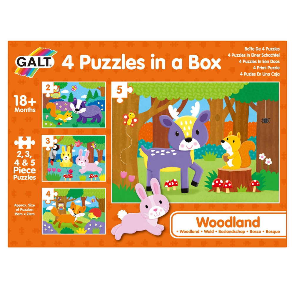 Set 4 puzzle-uri - Animalute din padure (2, 3, 4, 5 piese) [1]