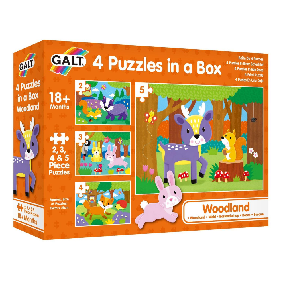 Set 4 puzzle-uri - Animalute din padure (2, 3, 4, 5 piese) [3]