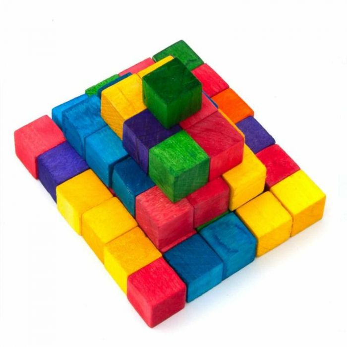 Cuburi din Lemn, Colorate, pentru Activitati Craft - Micostore.ro [2]
