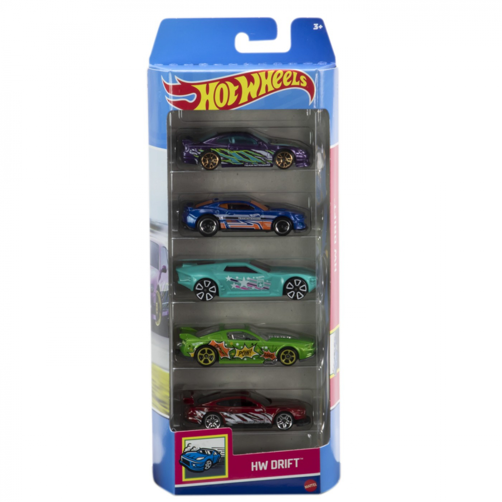 Set 5 masini hot wheels cu design hw drift, varsta de la 3 ani la 12 ani [1]