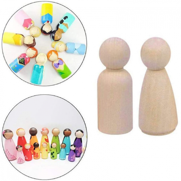 Jucarii din lemn Waldorf - set 50 papusi figurine din lemn natur. [3]