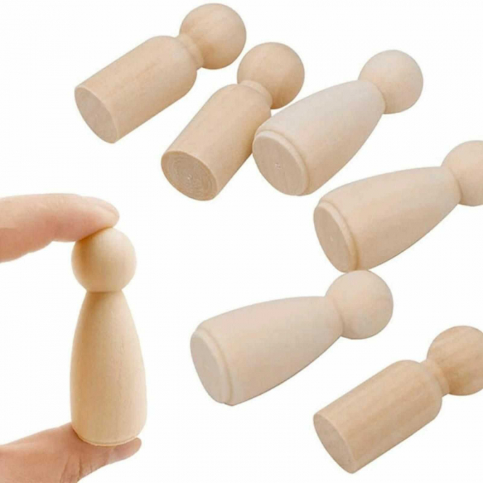 Jucarii din lemn Waldorf - set 50 papusi figurine din lemn natur. [7]