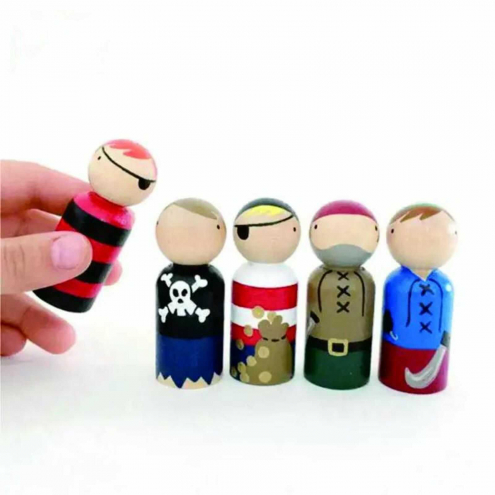 Jucarii din lemn Waldorf - set 50 papusi figurine din lemn natur. [9]