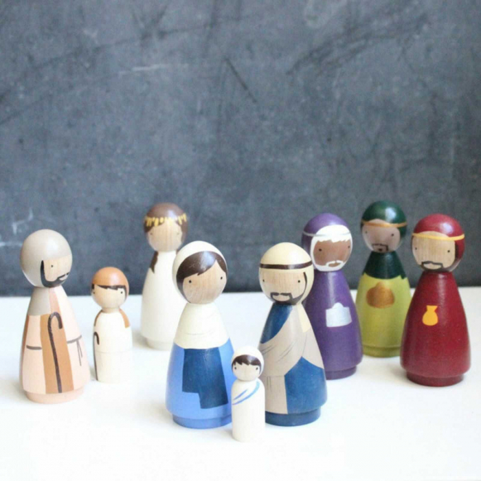 Jucarii din lemn Waldorf - set 50 papusi figurine din lemn natur. [5]