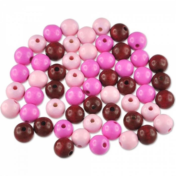 Set margele din lemn rotunde, mix 3 culori, 56 buc - Micostore.ro [2]