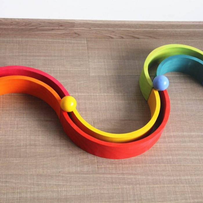 Jocuri si jucarii din lemn Montessori - bile curcubeu din lemn. [3]
