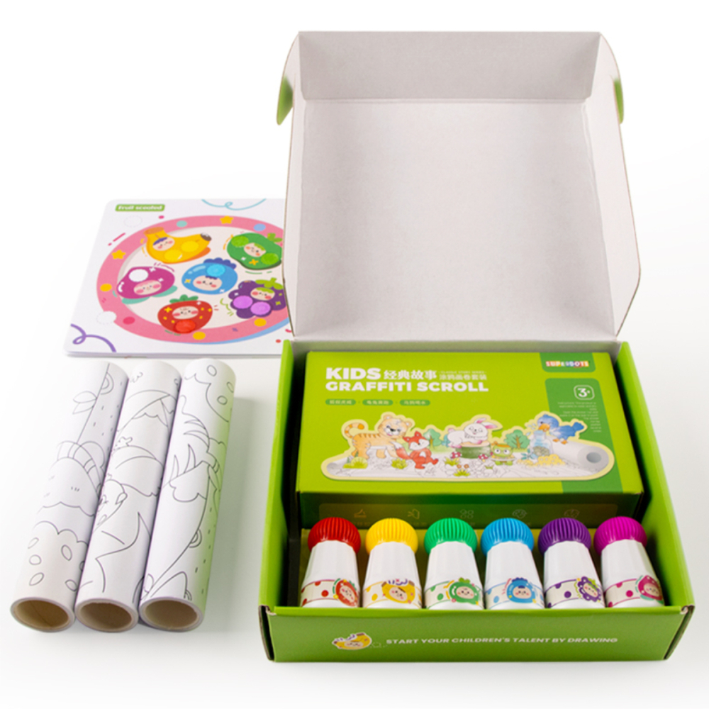 Set 6 Carioci Do a Dot cu Parfum Fructat, Markere Lavabile, 25ml, Varf 18mm, Include 12 Carduri si 3 Role Desen [2]