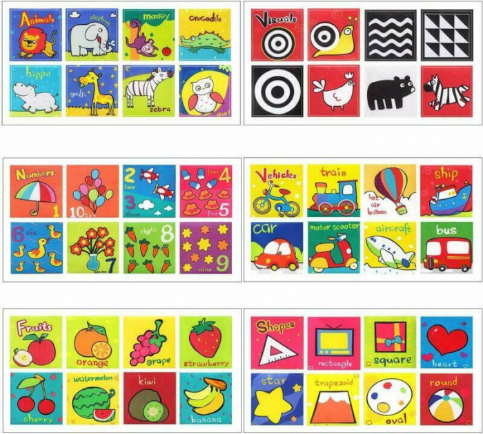 Carti textile pentru bebelusi, set 6 carti senzoriale cu ilustratii. [3]