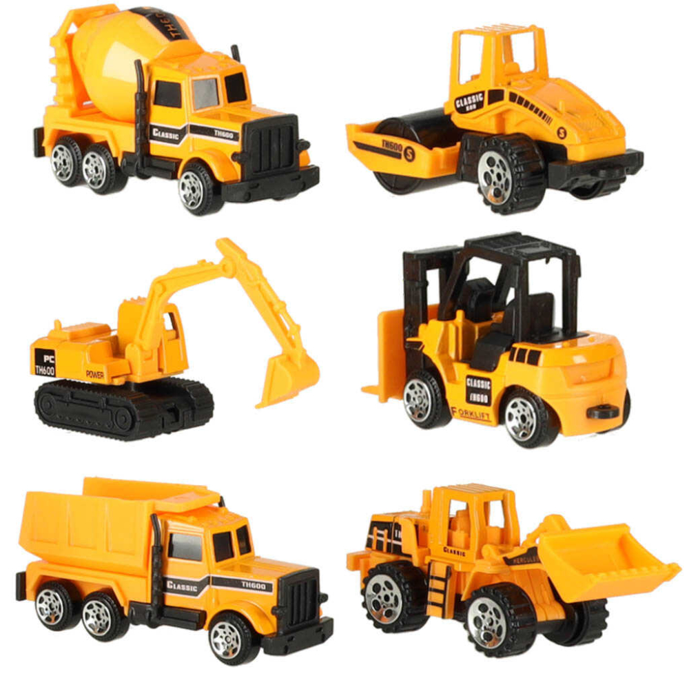 Set utilaje constructii copii, 6 vehicule santier, excavator, buldozer, scara 1:64 [11]