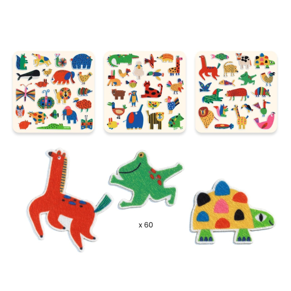 Set 60 stickere din fetru - Animale Vesele, Djeco Baiat, Fata, varsta 3 - 6 ani, 6 - 9 ani [3]