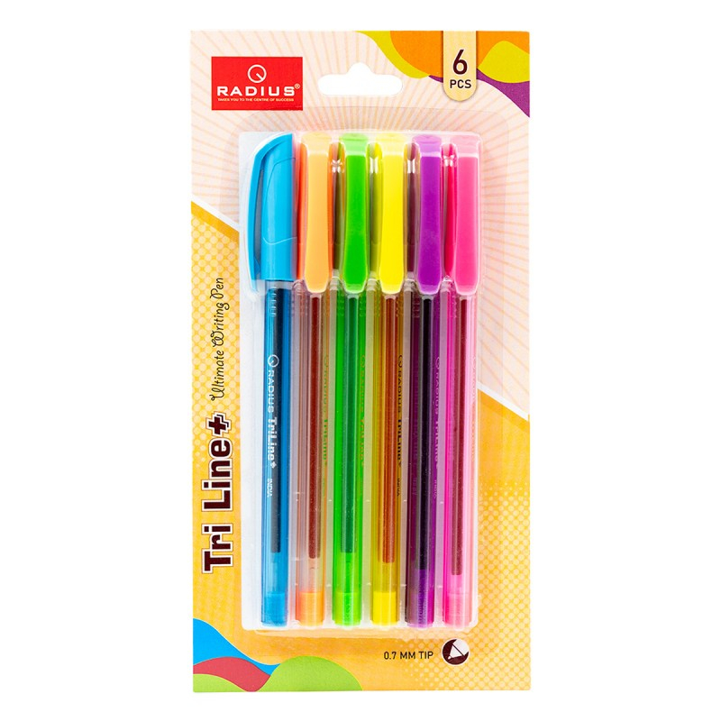 Set 6x Pix cu gel Radius Tri Line+, 0.7mm, cu capac, blister cu 6 culori fluorescente [3]