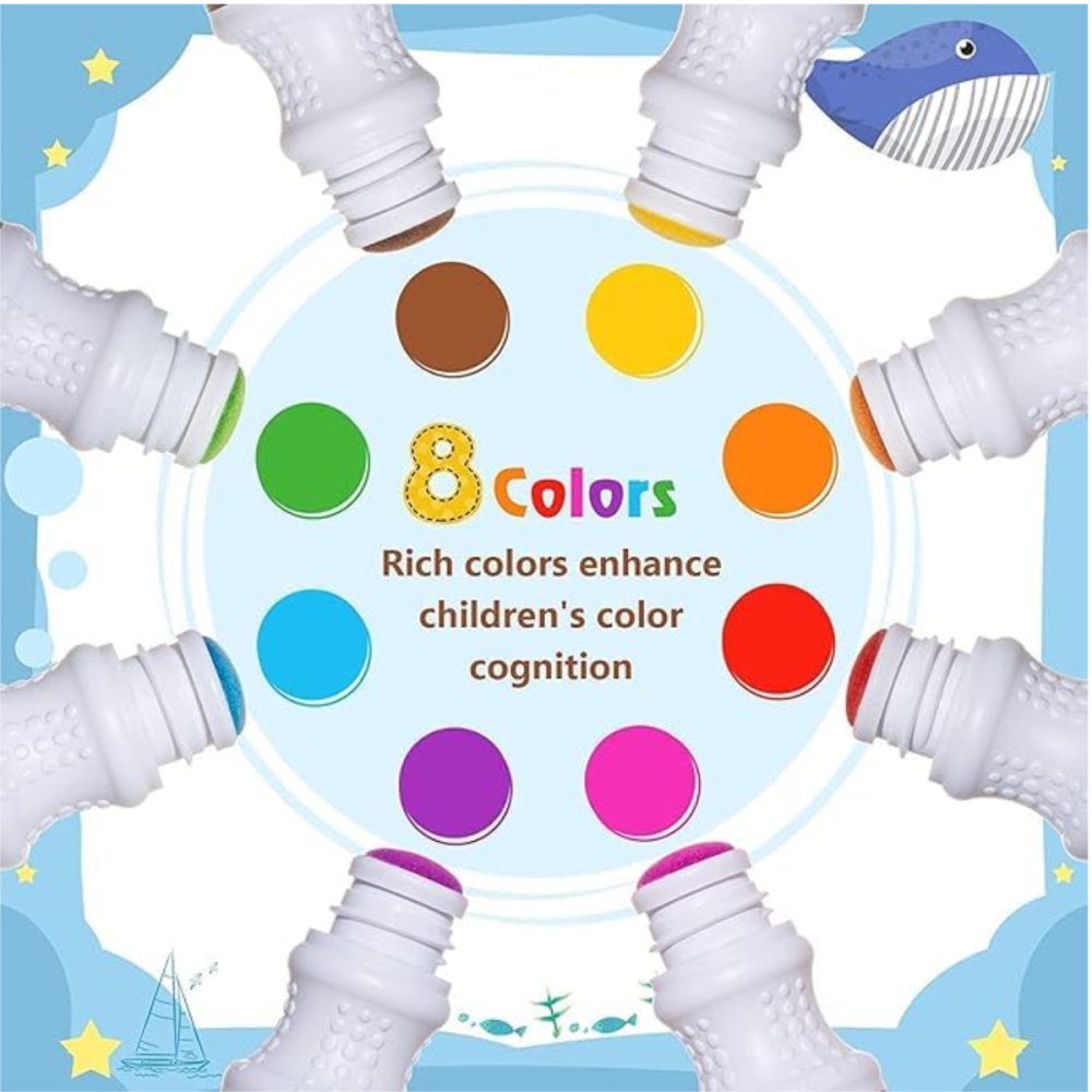 Set 8 Carioci Dots, Markere Lavabile 60ml, Activitati Prescolare pentru Copii, Varsta 4-6 Ani+ [6]