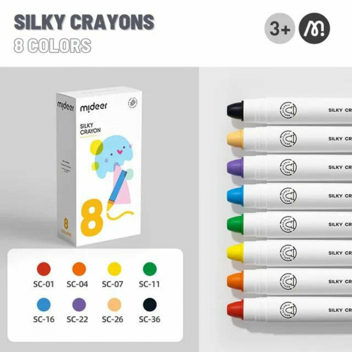 Creioane Colorate Groase si Lavabile, 8 buc, Silky Crayon [6]