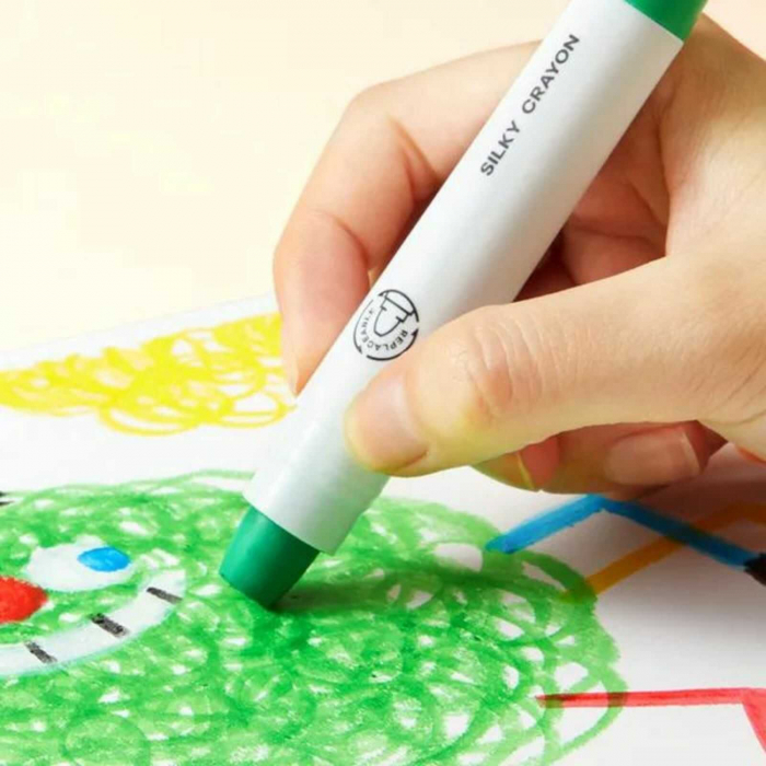 Creioane Colorate Groase si Lavabile, 12 buc, Silky Crayon [6]