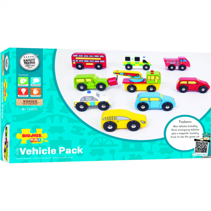 Set 9 masini din lemn, Colectia mea de vehicule jucarii din lemn BigJigs. [3]