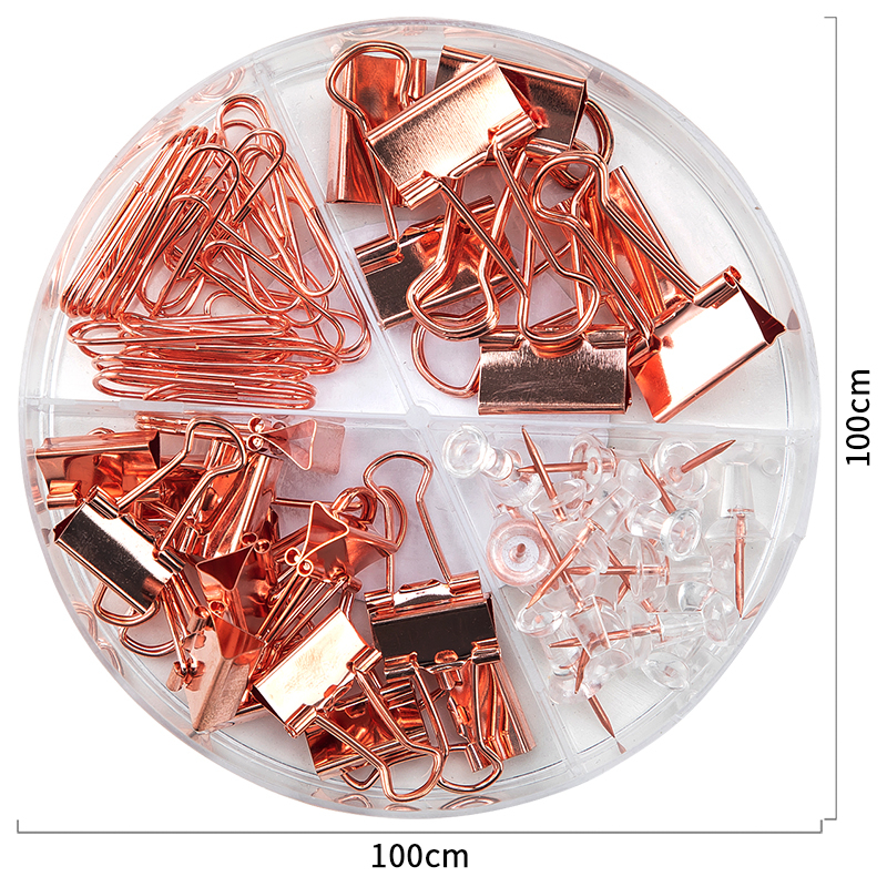 Set accesorii birou (agrafe, clipsuri, pioneze) auriu deli [3]