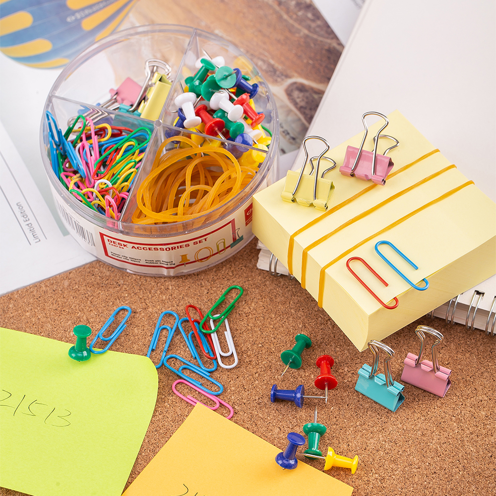 Set accesorii birou (agrafe, elastice, clipsuri, ace) deli [3]