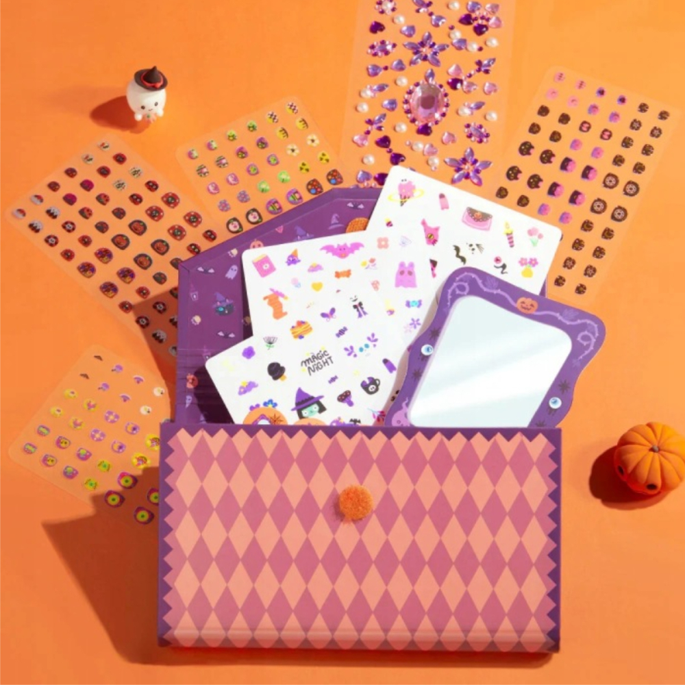 Set Accesorii Halloween Mideer, Tatuaje si Stickere Unghii Glow in the Dark, 100+ Modele [3]