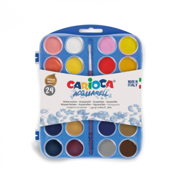 Acuarele pentru pictat, set 24 culori si pensula cadou - Carioca. [1]