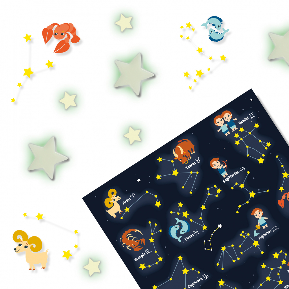 Set autocolante fosforescente cu semne zodiacale pentru copii [10]