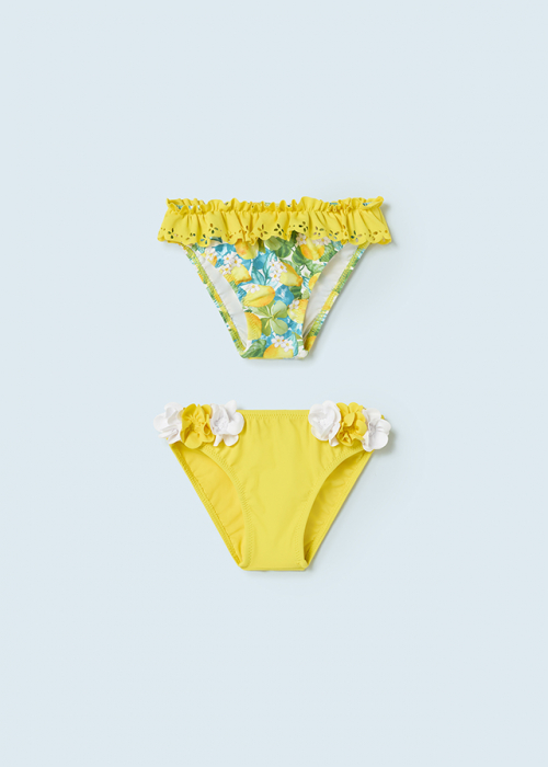 Set 2 slipi bebe, decorat cu volanase si imprimeu fructe,Galben [2]