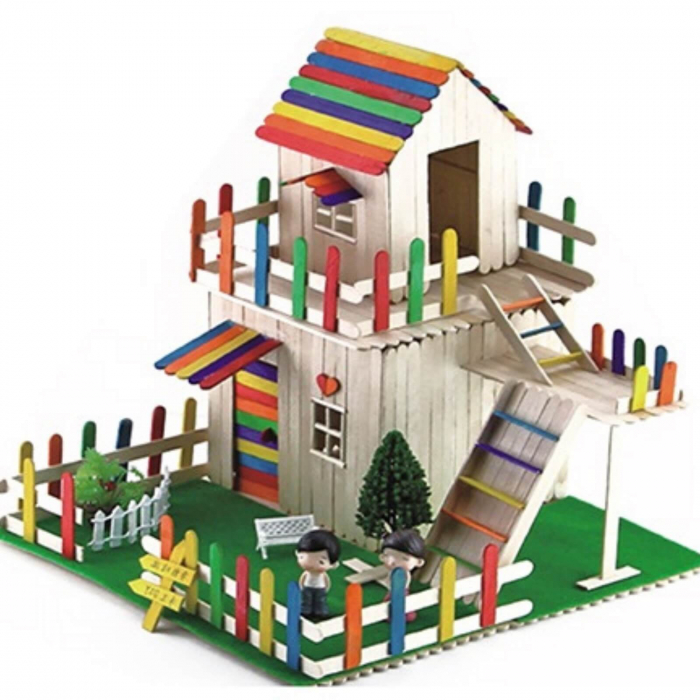 Betisoare Colorate din Lemn pentru Creatie, Activitati Craft, 100 Buc [4]