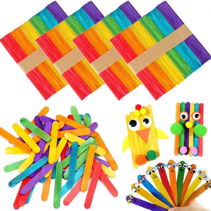 Betisoare Colorate din Lemn pentru Creatie, Activitati Craft, 100 Buc [7]