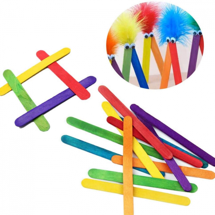 Betisoare Colorate din Lemn pentru Creatie, Activitati Craft, 100 Buc [5]