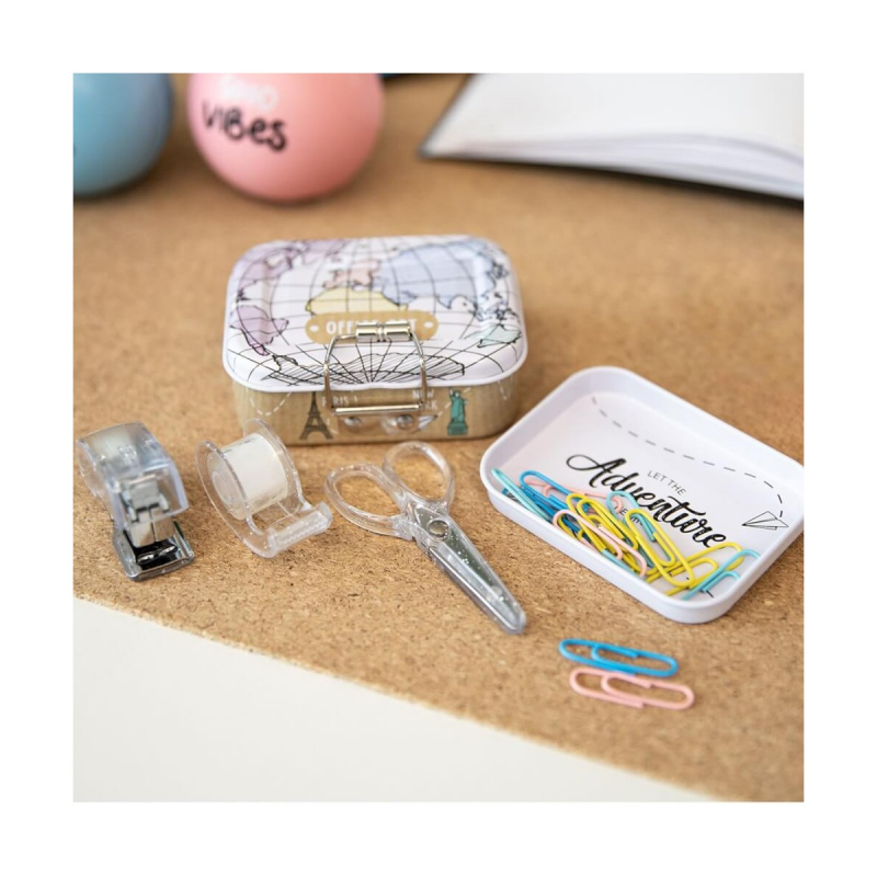 Set birou mini, Trendhaus CH29711, capse+capsator+dispenser+foarfeca+agrafe [3]