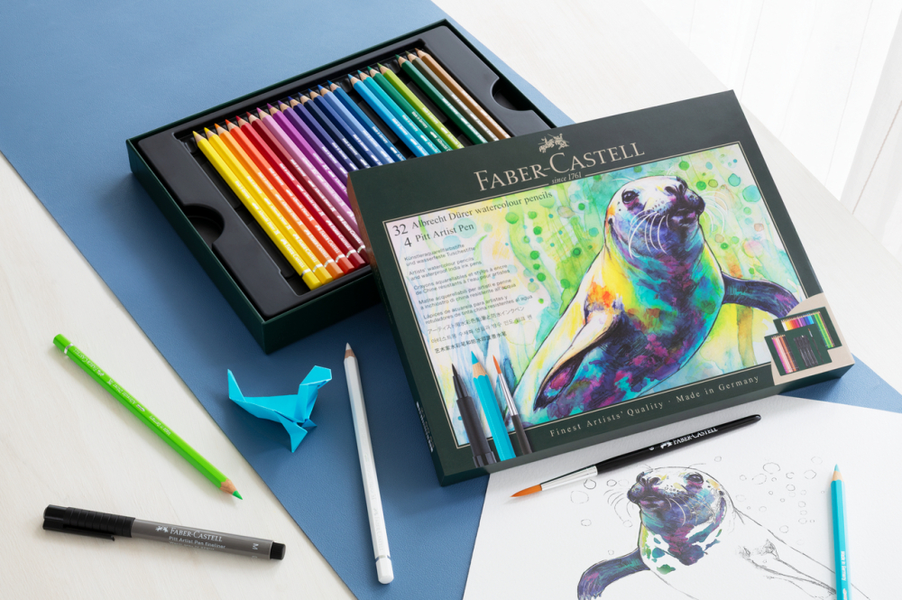 Set cadou 32 creioane colorate a.durer + 4 pitt artist pen + pensula faber-castell [4]
