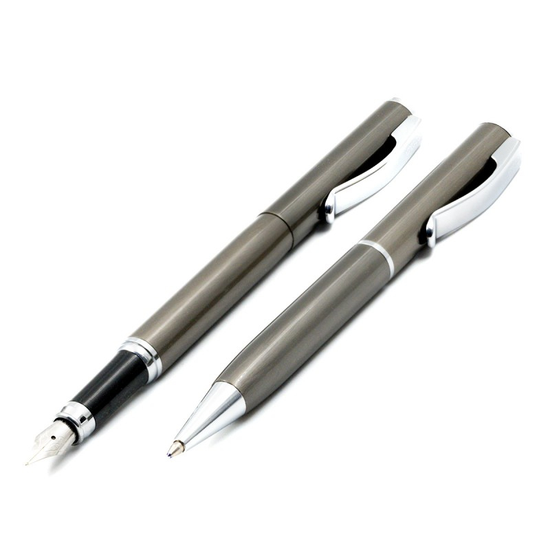 Set cadou stilou + pix Cresco Classic 830019 CL-01, corp metalic grafit clips argintiu [2]