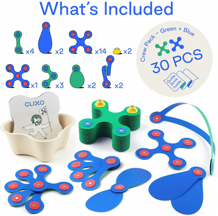 Set Clixo de construit cu magnet, Itsy pack Blue Green, 30 piese, varsta 3 - 6, 6 - 9 ani, Baiat, Fata [3]