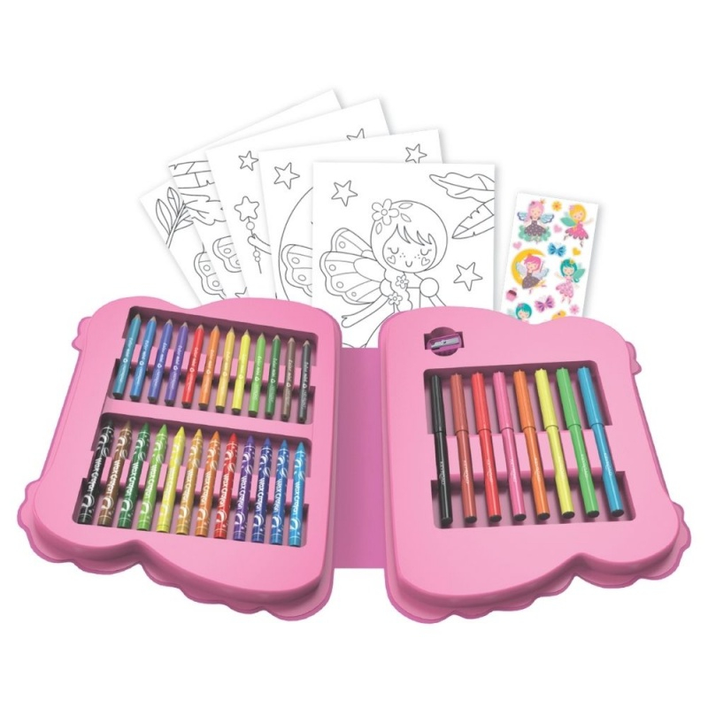 Set coloriaj Keyroad KR973014, 12x creioane colorate, 8x carioci, 12x creioane cerate, 5x coli,16x stickere, ascutitoare [2]