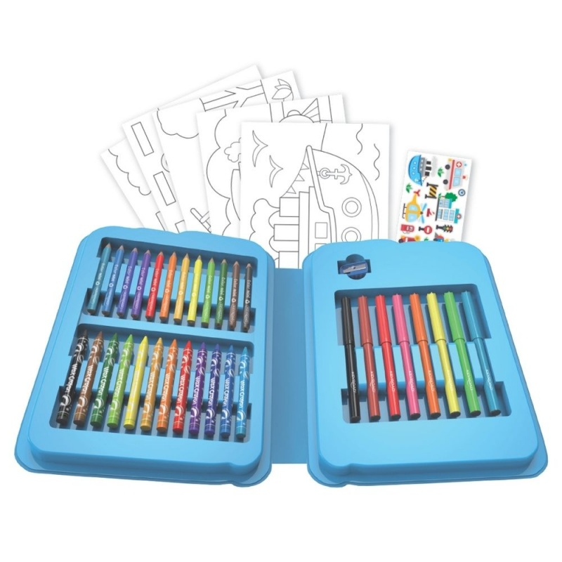 Set coloriaj Keyroad KR973015, 12x creioane colorate, 8x carioci, 12x creioane cerate, 5x coli,16x stickere, ascutitoare [2]