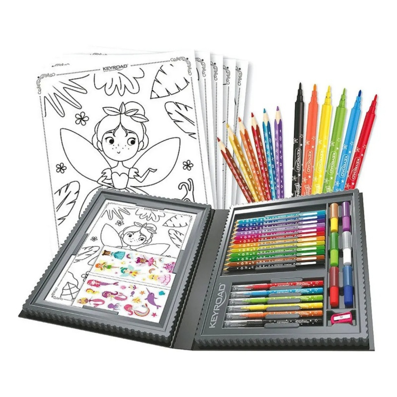 Set coloriaj Keyroad Mica sirena KR972160, 12x creioane colorate, 6x carioci, 10x coli A4, 30x stickere, 6x lipici, ascutitoare [1]