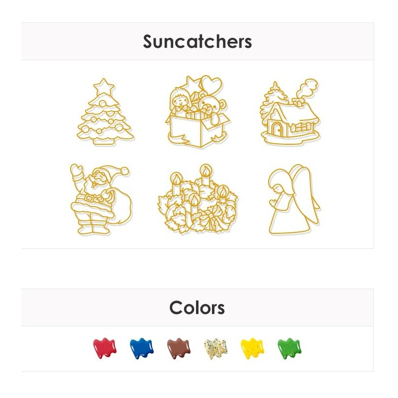 Set creatie AMOS SD10P6-CH, GlassDeco Christmass, 6 culori /10.5ml+6 sabloane [2]