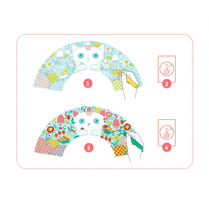 Set creatie copii, DIY, Evantai cu pisici, Koneko, 6 ani+, Djeco, varsta 6 - 9 ani, Fata [4]