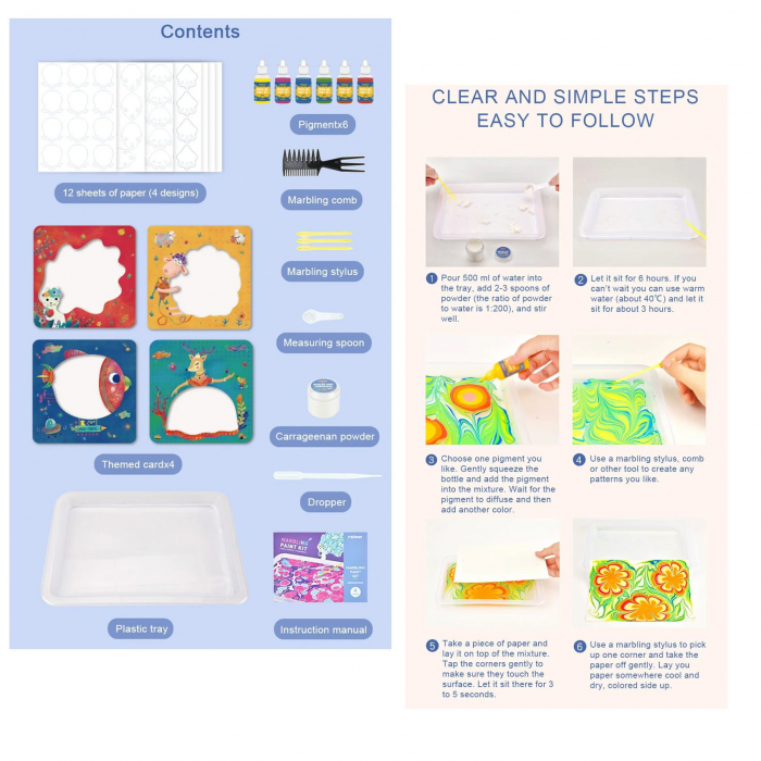 Vopsea si Culori cu Efect de Marmorare, Marbling Kit [9]