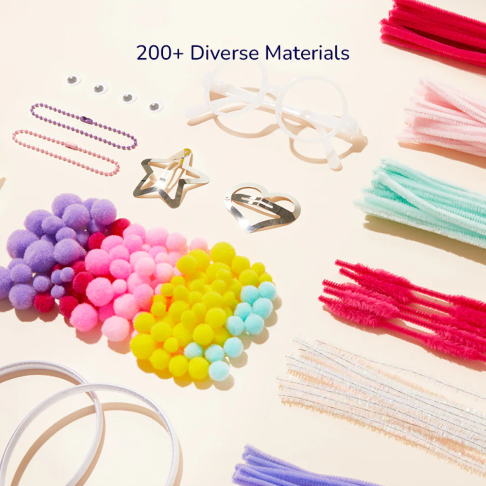 Set Creativ accesorii din tije plusate pentru copii, Chenille Stem Craft, 200+ Piese, Bijuterii si Decoratiuni [5]